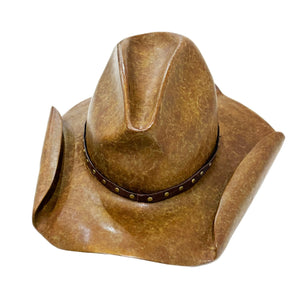 BRONZE SCULPTURE STETSON HAT / AMERICAN COWBOY