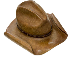 BRONZE SCULPTURE STETSON HAT / AMERICAN COWBOY