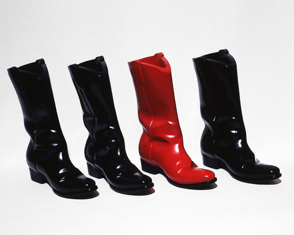 CHERRY RED RIDING BOOT / REPRODUCTION RESIN